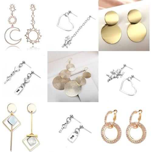 1Pair Stainless Steel Asymmetry Heart Stud Earrings Girls Gifts Statement Earring Charm Ear Studs Jewelry