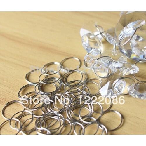 14mm AAA Clear Crystal Octagon Glass Beads With 2 Holes,Curtains Beads(100pcs beads+100pc rings) ,Free Shipping