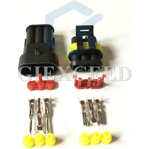 2 Sets 3 Pin 282087-1 282105-1 Electrical Automotive Connector sealed Waterproof Auto Socket With Terminals Seals