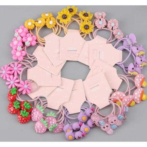 4 Pieces In One Card, Childrens Hair Tie, Girls Hair Accessories Cute Fruit Hair Rope, Baby Rubber Band wholesale hair band