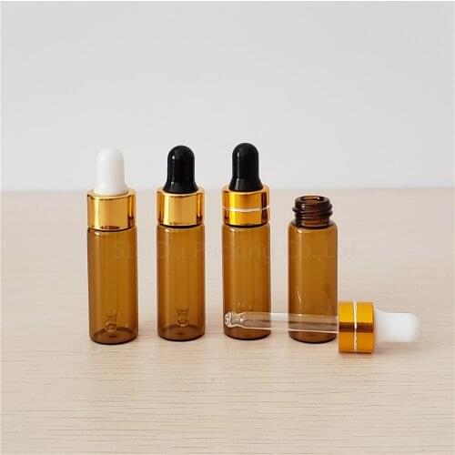 5ml amber Mini Empty Dropper Bottle Portable Aromatherapy Esstenial Oil Bottle with Glass Eye Dropper 12pcs/lot