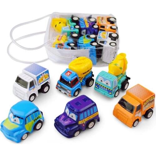 6pcs/lot Pull Back Car Toys Children Gifts Children Racing Car Baby Mini Cars Cartoon Pull Back Bus Truck Kids Toys