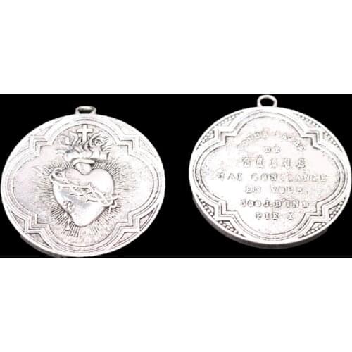 1pcs Silver Color Large Catholic Carrot Sacred Heart Cross Tag Alloy Pendants Retro Necklace DIY Charms Handmade Jewelry Making