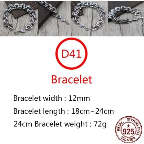 D41 S925 sterling silver bracelet couple personality retro punk hip-hop style alphabet cross simple shape birthday gift new hot