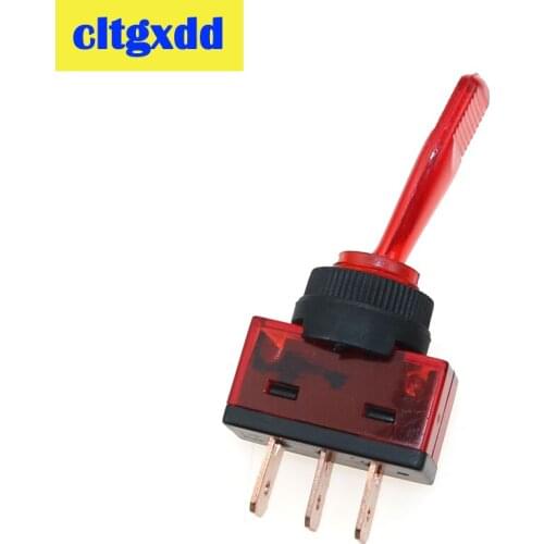 Cltgxdd 1pc Automotive Toggle Switch 12V 20A Car Auto Red LED Light Toggle Rocker Switch Button 3Pin SPST ON/OFF