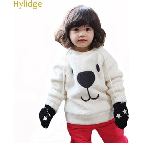 Hylidge Cute Bear Sweatshirts for Children Warm Fur Fleece Kids Coat Baby Girl Boy Plush Jacket Autumn Winter Children Clothing