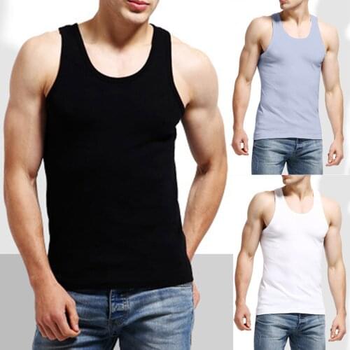 Men Muscle Sleeveless Tank Top Casual Tight Vest Round Neck Sports Fitness Vest Workout Bodybuilding Fitness Running