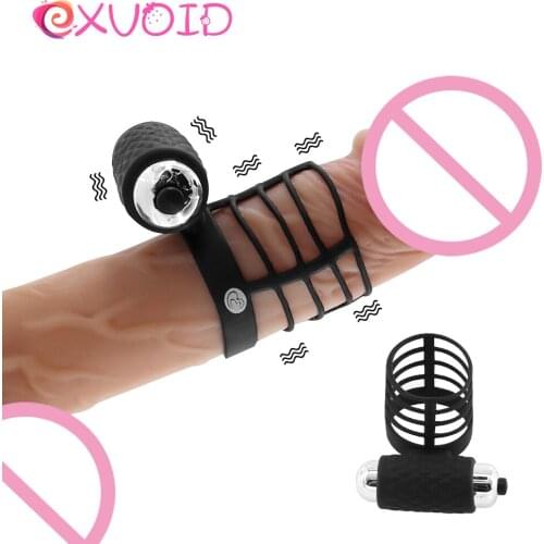 EXVOID Penis Vibrator Ring Delay Ejaculation Penis Extender Enlarger Cock Vibrating Ring Sex Toys For Men Erection Penis Sleeve