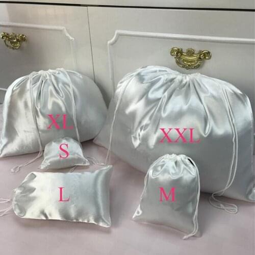 Smoothly Silk Hair Bag Jewelry/Makeup/Gift/Wedding/PartyStorage Bright Satin Dustproof Drawstring Pouch Pocket Print Logo Custom