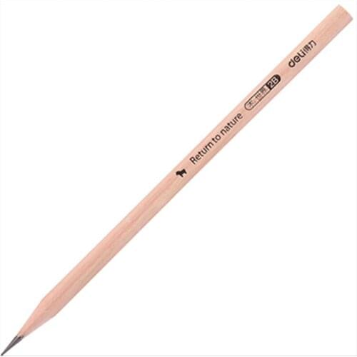 Deli Wood-cased HB 2B Standard Pencil Sketching Pencil Black Core Natural Crude Wood Nontoxic Drawing Office School Supplies