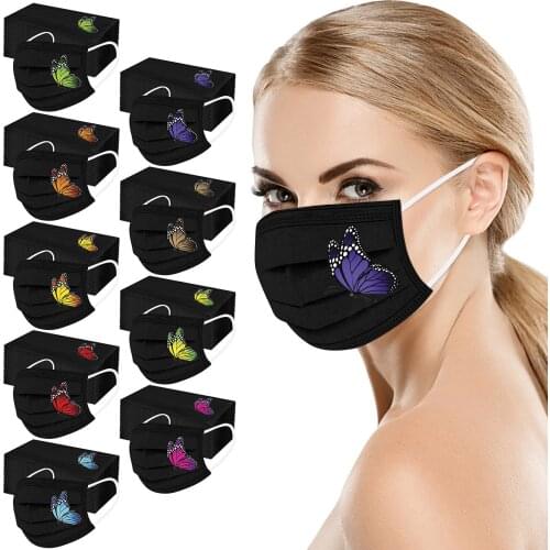 50pc Adults Butterfly Print Mask Disposable Face Masks Mondmasker Mouth Masks Maque Desechables Mascarillas Halloween Cosplay
