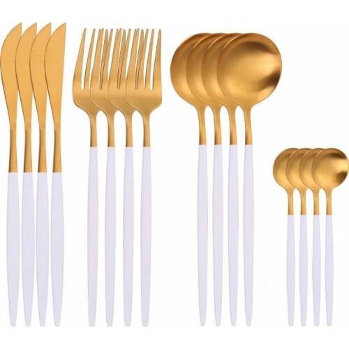 Gold Cutlery Kitchen Tableware Stainless Steel Cutlery Set Forks Spoons Knives Set Dinnerware Dinner Set Flatware Dropshipping