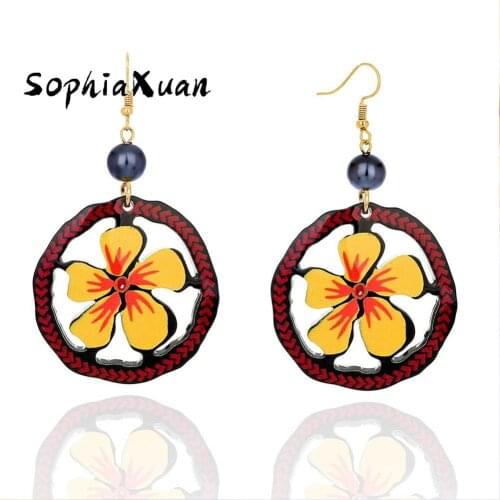 Unusual Acrylic Earrings Fashion Hawaiian Plumeria Star Jewelry Drop Dangling Earring Design Resin Boho Original for Women 2021