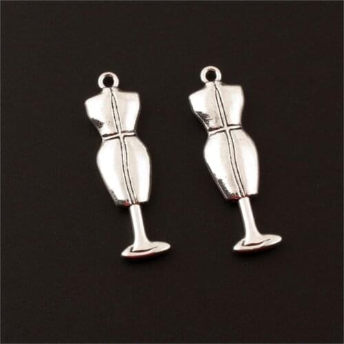 10Pcs Silver Color Double Sided Model Charms Cloth Display Rack Pendant Findings Jewelry Accessories 38x11mm A115