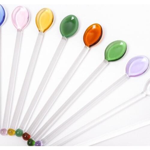 Crystal Clear Petite Teaspoons Colored Glass Teaspoons Coffee Mixing Tea Stirrers Heat-Resistant Borosilicate Glass Spoons