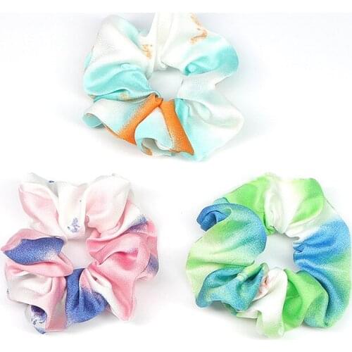 Dropship Sale 3pcs/set Scrunchies Pack Colorful Rainbow Rubber Bands Tie-dyeing Hair Decoration Ponytail Hair Holder