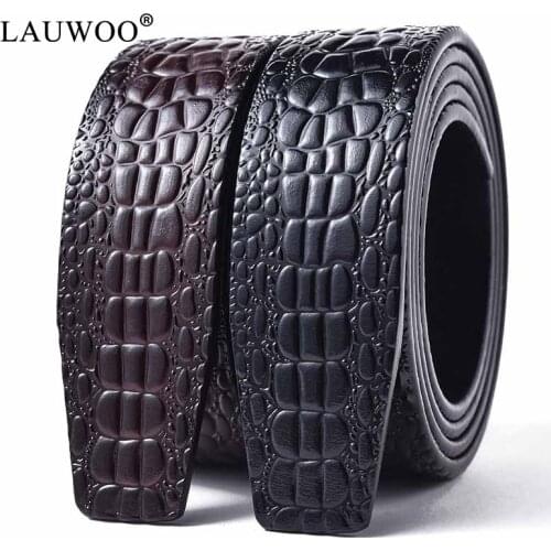 Brand No Buckle 3.5cm Wide Genuine Leather Automatic Belt Body Strap Without Buckle Belts Men 100% cowhide crocodile pattern
