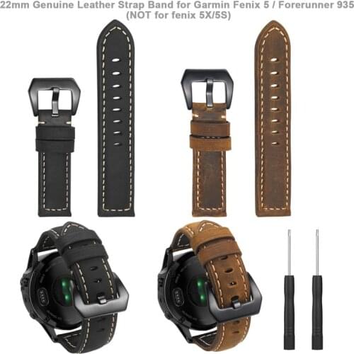 22mm Genuine Leather Strap Smart Watch Wrist Band Strap for Garmin Fenix 5/Fenix 5 Plus/Forerunner 935/Quatix 5(NOT Quick Fit)