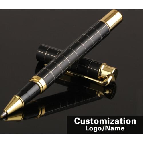 Luxury Metal Lattice Black Signature Ballpoint Pens for Business Writing Office Supplies Stationery Customized Logo Gift