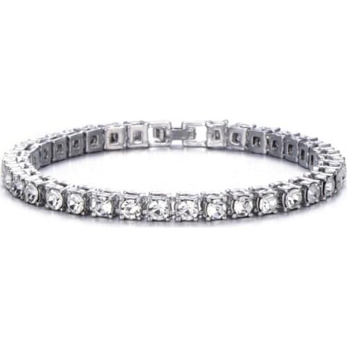 Luxury 4mm Cubic Zirconia Tennis Bracelets Iced Out Chain Crystal Wedding Bracelet For Women Men Gold Silver Color Bracelet