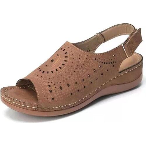 Womens Sandals Hollow Platform Sandals Women Retro Casual Fish Mouth Womens Shoes Outdoor Beach Wedges Sandal Woman Footwear