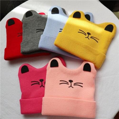 New Baby 3D Cartoon Hat Spring Autumn Baby Hat for Boys Girls Knitted Cap Winter Warm Solid Color Children Hat