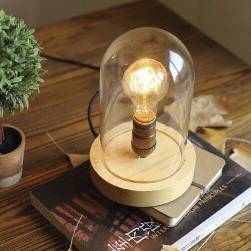 Modern Decor Led Table Lamp Living Room Bedroom Study Bedside Lamp Wood Glass Cover Bar Cafe Table Light Simple Makeup Table