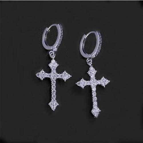 Stylish Earrings Stud Earrings Temperament Geometric Zircon Eardrop Jewelry Cross Earrings Exquisite Western Style Ear Jewelry
