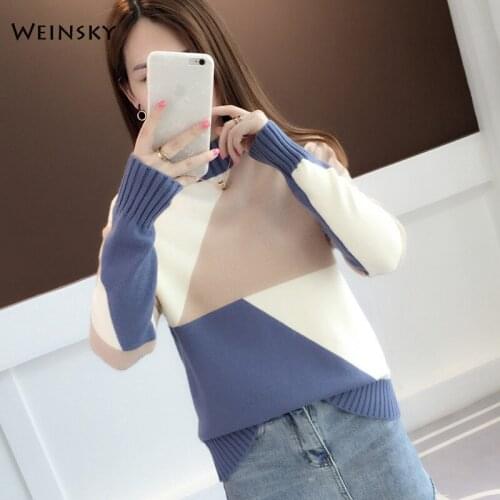 Women Knitted Sweater And Pullovers Korean Fashion Style Turtleneck Sweaters Autumn And Winter 2019 New Wool Sweater