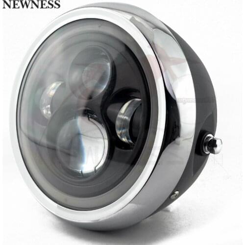 7.5 inch Universal Cafe Racer Round Motorcycle 4LED Head lamp Headlamp Distance Light Refit 7.5" Headlight white/Yellow Halo