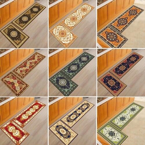 Vintage Anti Slip Kitchen Mat Long Carpet Bedroom Floral Door Mat Soft Entrance Doormat Outdoor