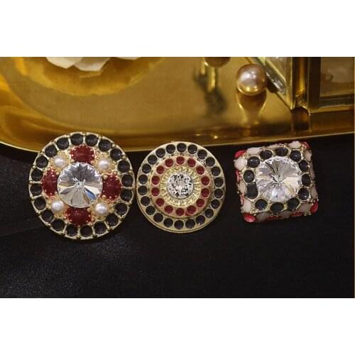 High-end water drill button jacket top suit set diamond female button crystal button diy