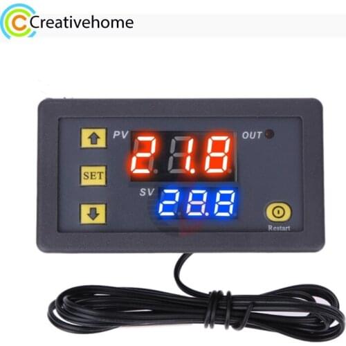 High-precision Microcomputer Intelligent Digital Display Switch Thermostat, Style:24V Power Supply(Red and Blue Display)