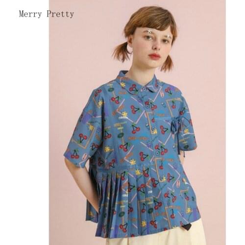 Womens Blue Chiffon Tops And Blouse 2020 Summer Short Sleeve Turndown Collar Shirts Ladies Blusas Korean Style Women Clothing