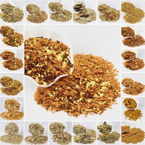 Gold Sequins 3mm-30mm Flat Round PVC loose Sequins For Crafts Paillette Sewing Decoration DIY Accessory Lentejuelas Para Coser