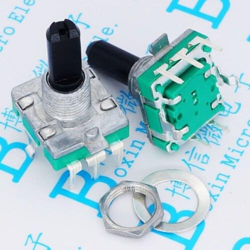 10pcs/lot EC16 half shaft 20 mm long handle audio encoder 360 rotation digital encoder Five foot switch