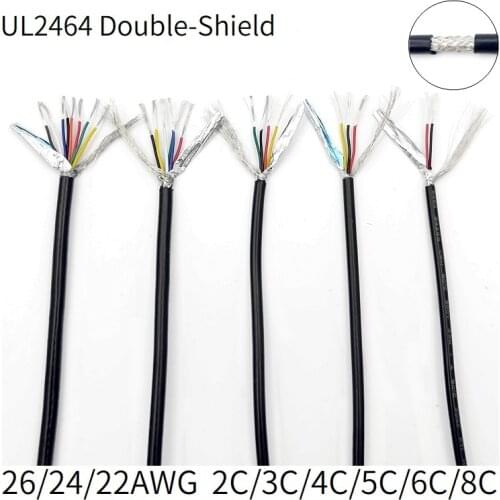 2/5/10M Shielded Wire 26AWG 24AWG 22AWG Channel Audio Line 2 3 4 5 6 8 Cores Copper Signal Control Cable Sheathed Wire UL2464