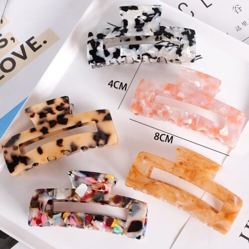 2021 Temperament Horsetail Clip Simple Geometric Top Acetate Plate Hair Large Claw Back of The Head Hair Catch Accessories