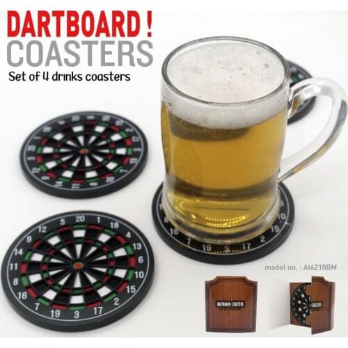 4Pcs Dart Target Placemat Disk Coasters For Drinks Dart Board Coffee Beer Cup Round Coaster Table Mats Kitchen Accessories Tools