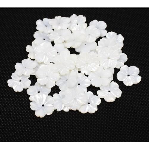 5Pcs High Quality Natural Shell Beads White Color Single Carving Flower Shape Christmas Jewelry DIY Fashion Beads 16x2mm