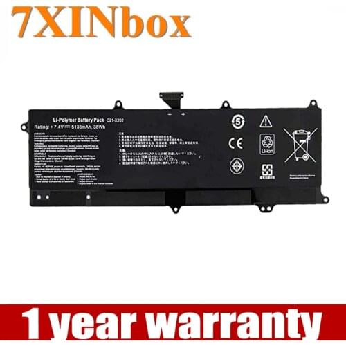 7XINbox C21-X202 7.4V 38Wh 5136mAh Laptop Battery Replacement for ASUS VivoBook X202 X202E S200 S200E X201 X201E Q200 Q200E