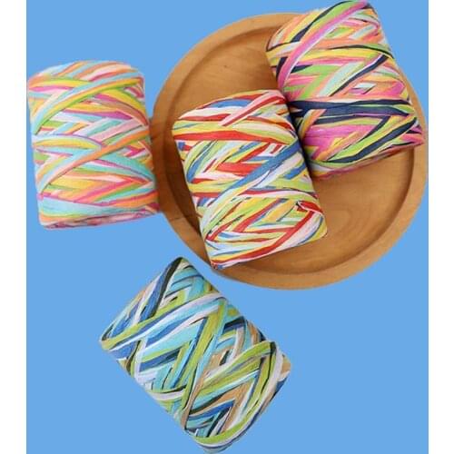 80m/Roll Woven Paper Rope Colorful Raffia Ribbon Decor Cords Candy Gift Packing Scrapbooking Crafts String Wedding Party Decor