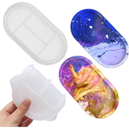 White Oval Mold Ashtray Mold Coaster Flexible Silicone Tray Mold Polygon Epoxy Resin Casting Molds Plaster Mold DIY Craft Tool