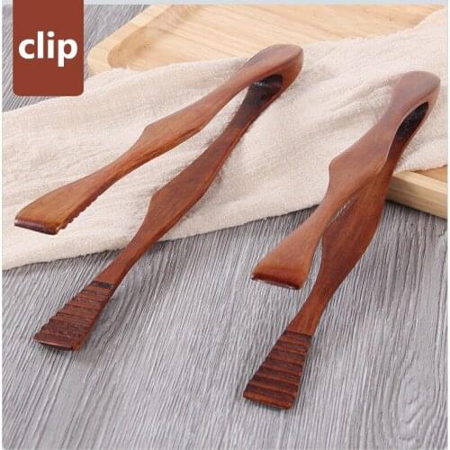 Wooden Food Tongs Salad Snack Bread Tongs Buffet Barbecue Tongs Japanese Food Tongs