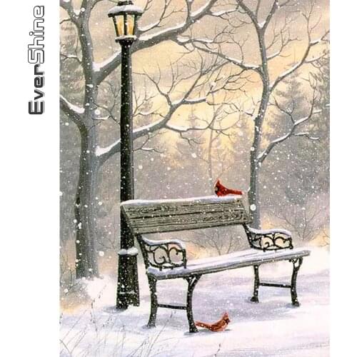 Evershine Diamond Painting Street Landscape New Arrival Diamond Embroidery Bird Cross Stitch Mosaic DIY Winter Wall Decor