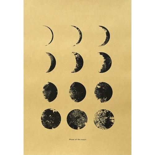 Phase of the moon kraft paper poster room decoration painting wall sticker home picture paper painting