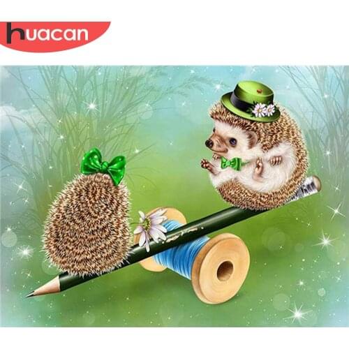 HUACAN 5D DIY Diamond Painting Hedgehog Needlework Diamond Embroidery Animal Cross Stitch Mosaic Full Square Round Home Decor