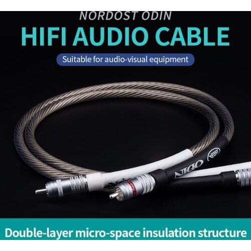 Par de cabo de áudio audiocrast, nordost, odin, referência supreme, interconexão, cabo rca, com tomada rca de fibra