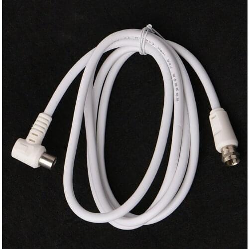 9.5mm White 90 Degrees Male To F Type Male Coaxial TV Satellite Antenna Cable