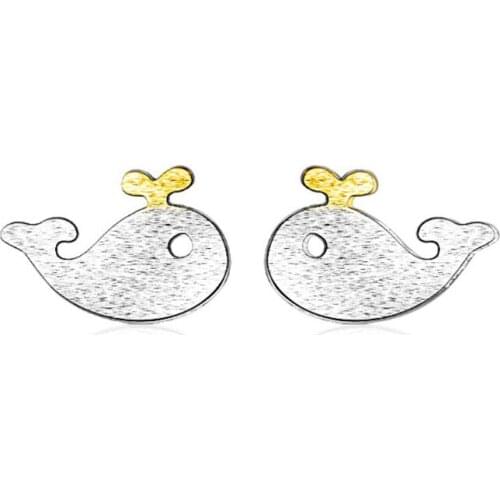 KOFSAC New Charm Pure Silver 925 Stud Earrings For Women Jewelry Simple Cute Little Whale Earring Female Engagement Accessories